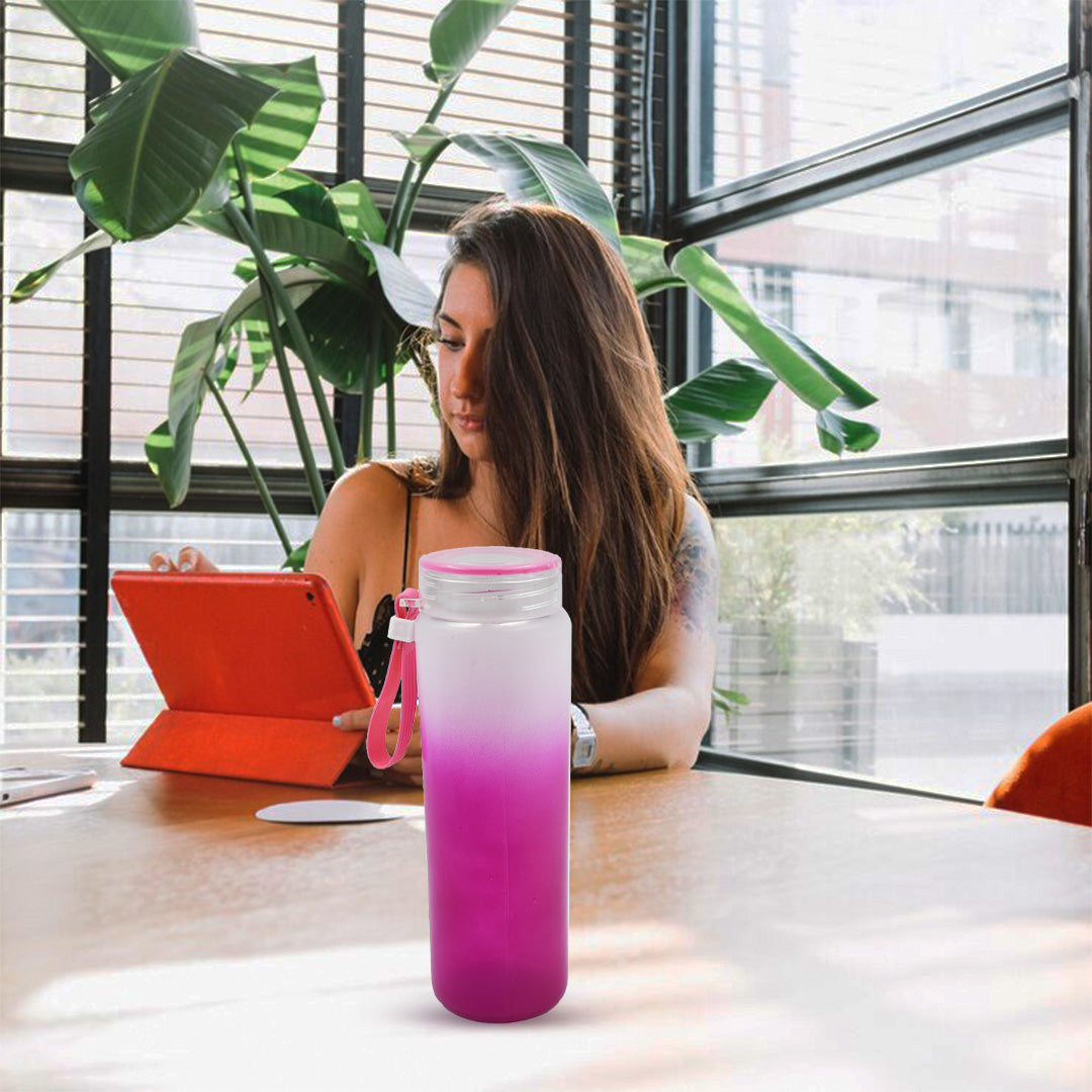 motivationalglass Bottle Colorful Portable Water Glass Bottle With Rubber Banddaily Intake Hourly Water Bottle To Ensure You Drink Enough Water Throughout The Dayreusable Cycling Gym Workout Fitnessbottle(Approx 350 Ml) - Happy Price - Image 4