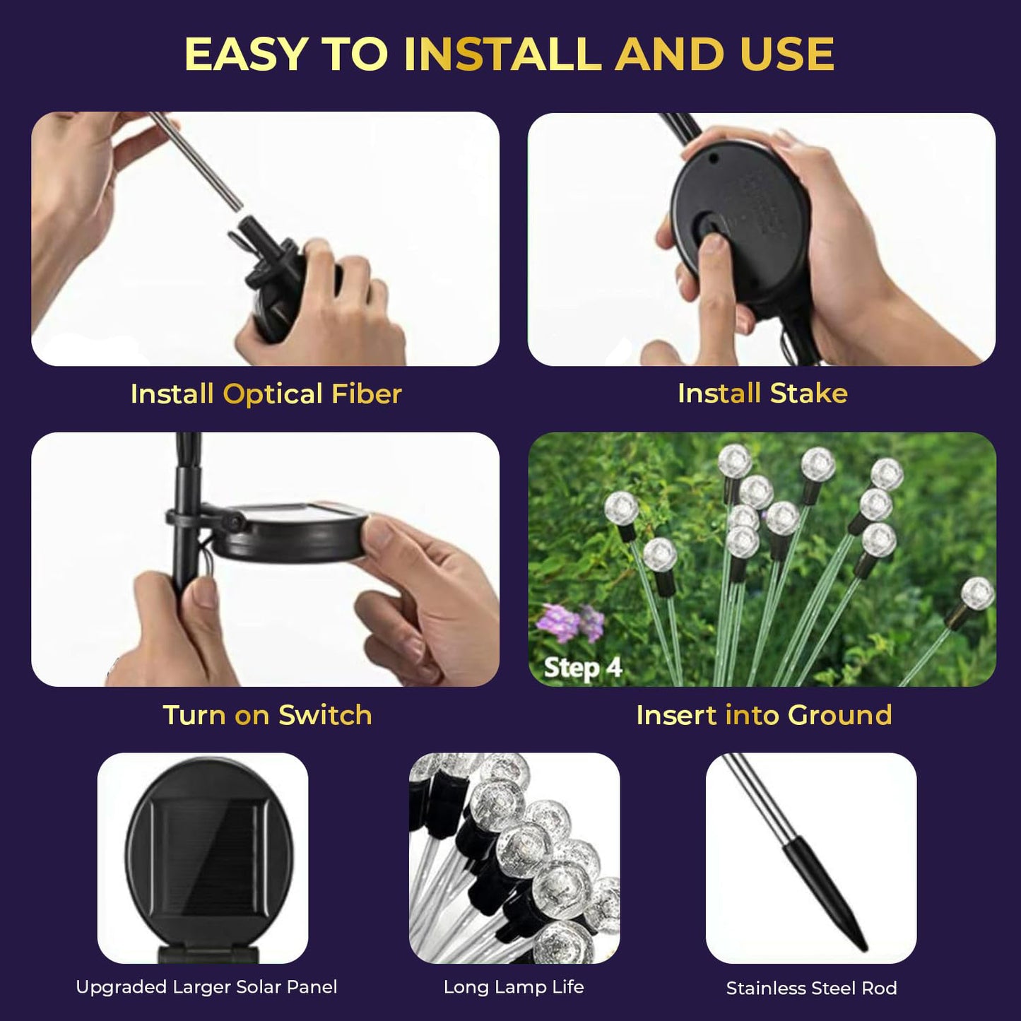 Solar Fiber Optic Garden Light - Waterproof Outdoor Decorative Lamp (1 Pc) - Happy Price - Image 6