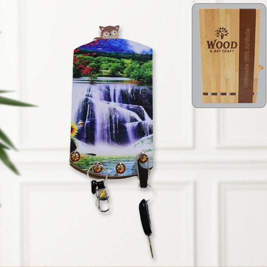 Decorative Wooden Vertical Scenery With Hooks For Wall Hanging - Happy Price - Image 1