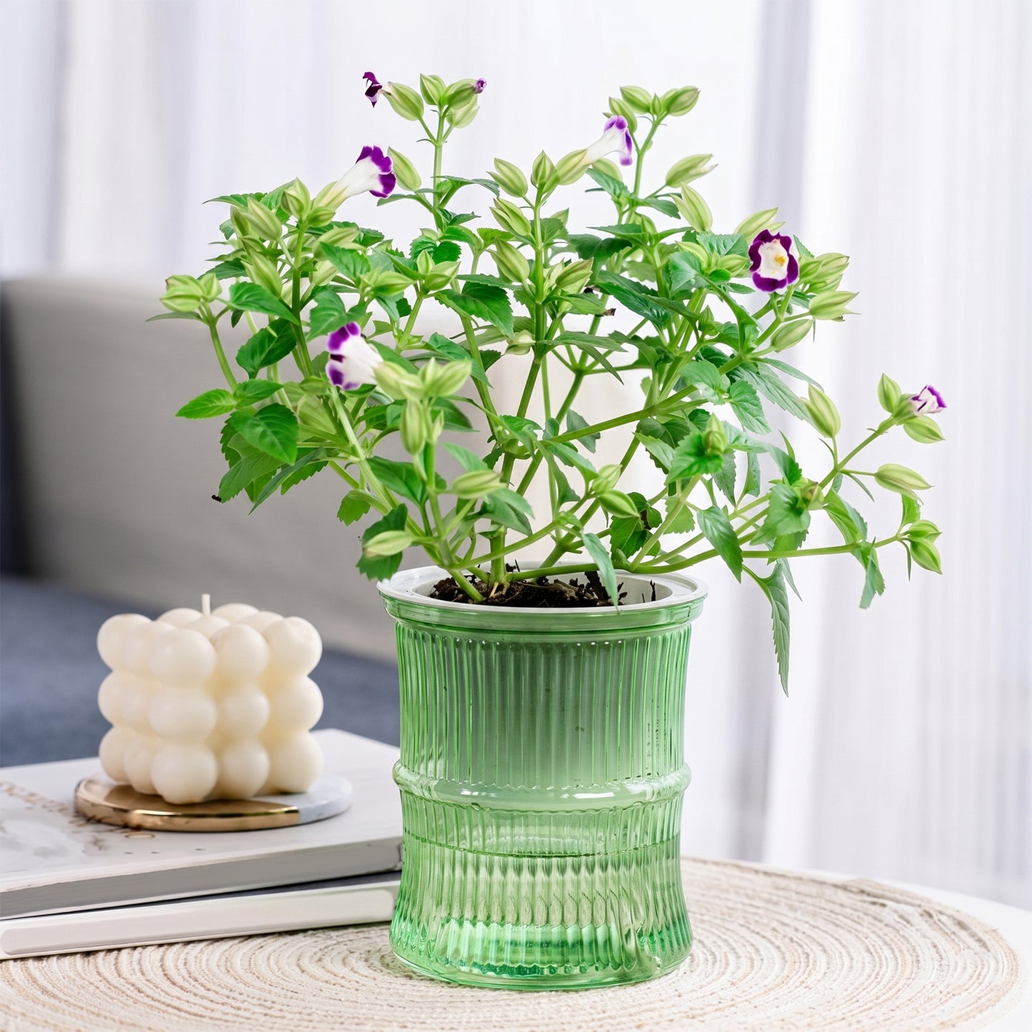 Self-Watering Plant Pot with Cotton Wick - Bamboo Style, 1 Pc - Happy Price - Image 3