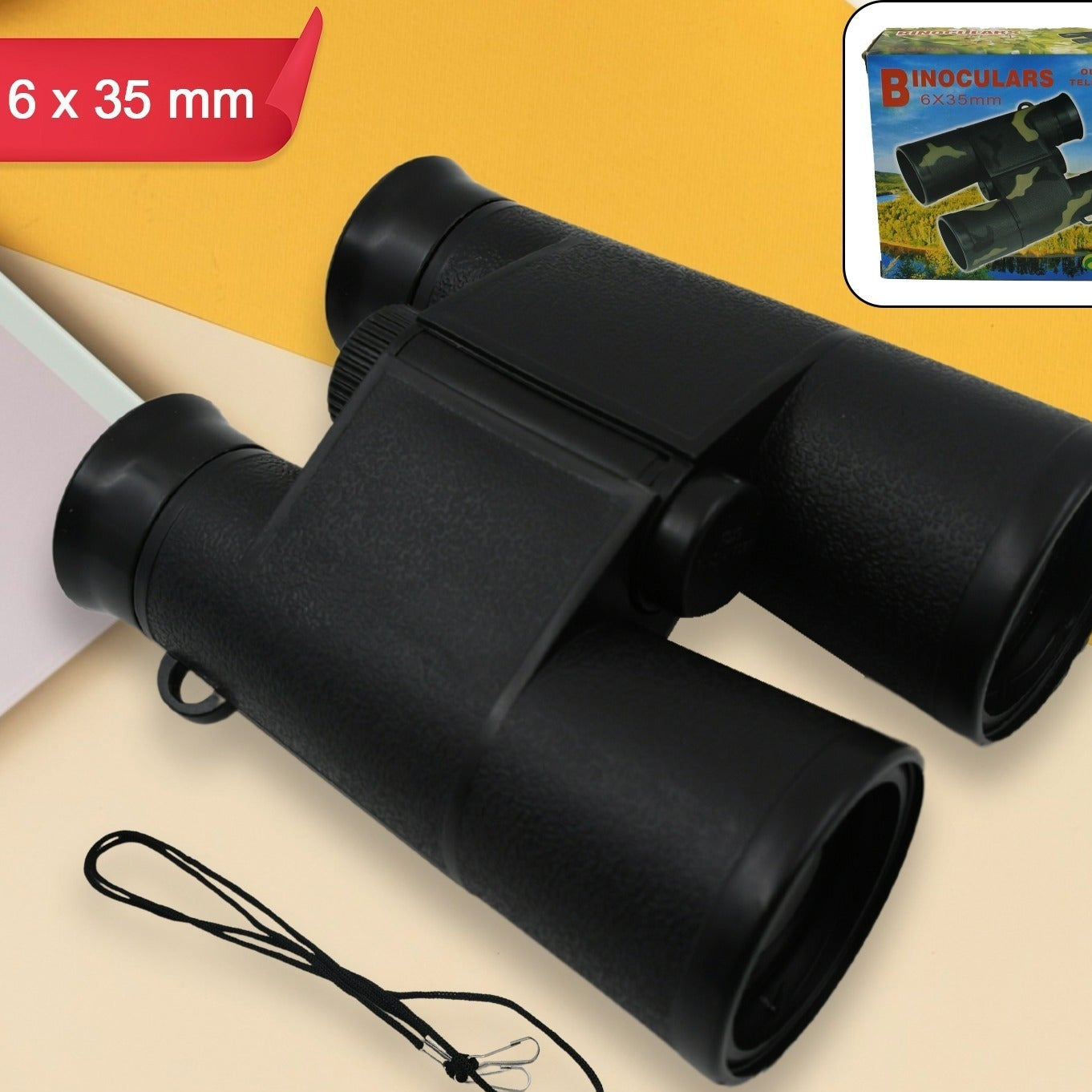Learning Toy Binoculars  Telescopic For Kids Educational Birthday Return Gifts For Boys And Girls In Bulk Hunting Bird Watching Camping Outdoor Binoculars For Hunting Trips (6x35 Mm  1 Pc) - Happy Price - Image 1