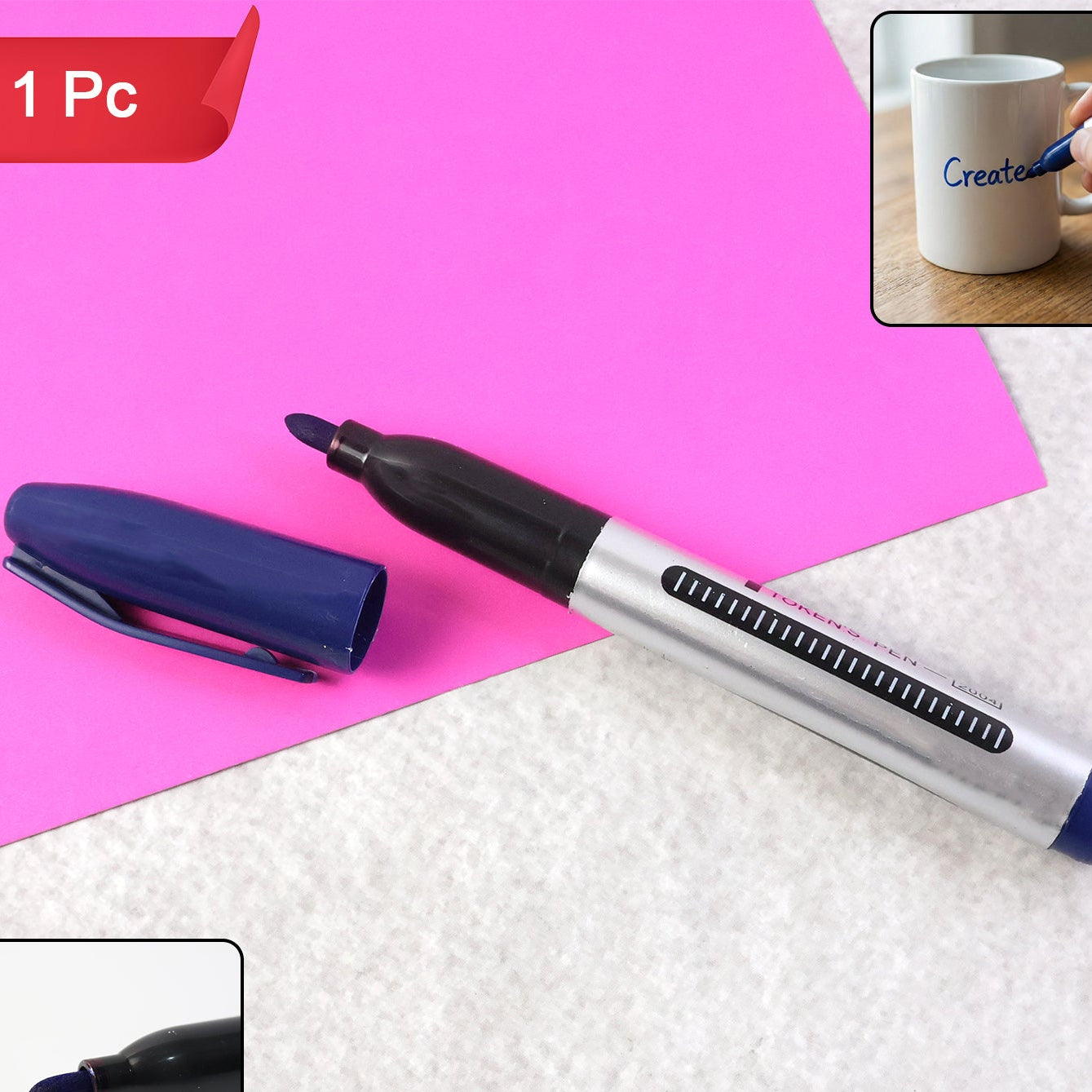 Permanent Blue Marker Pen - Quick Dry, Smudge Proof, Thick Tip (1 Pc) - Happy Price - Image 1