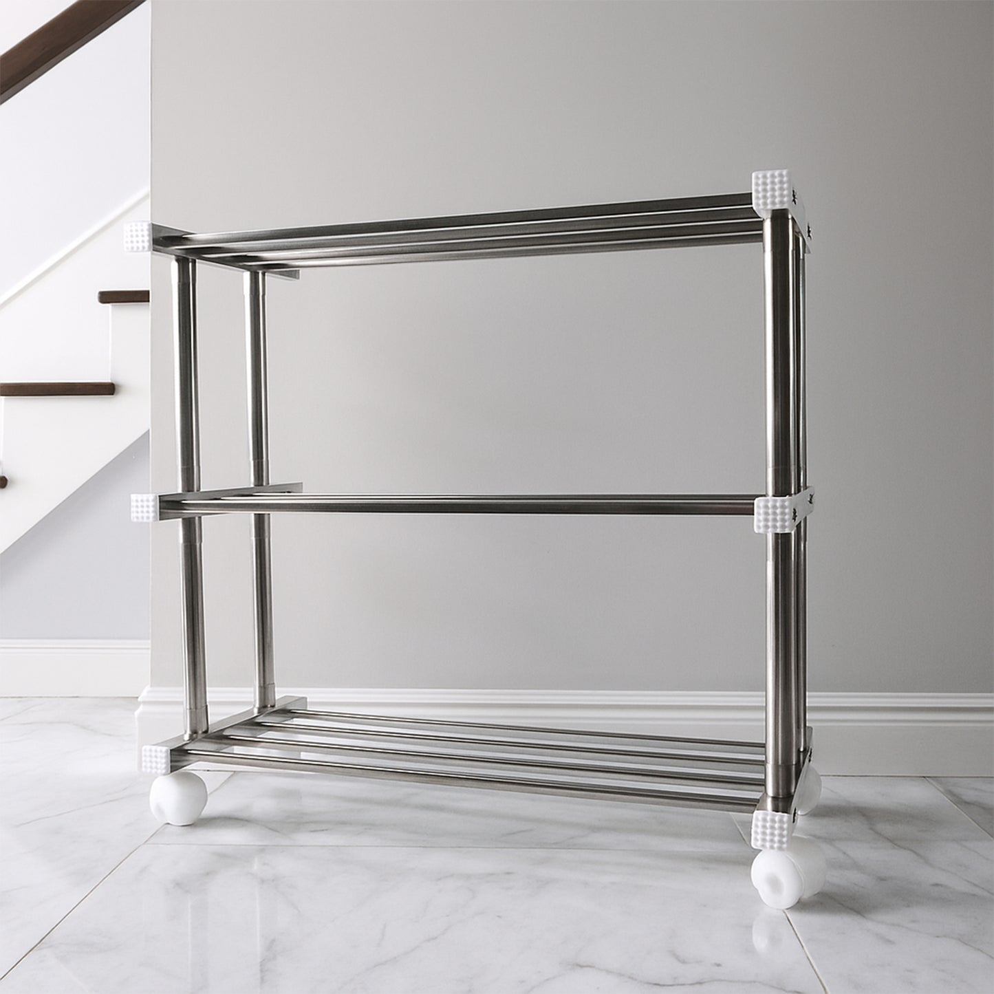3-Tier Stainless Steel Shoe Rack Organizer - Multipurpose Storage Stand (1 Pc) - Happy Price - Image 4