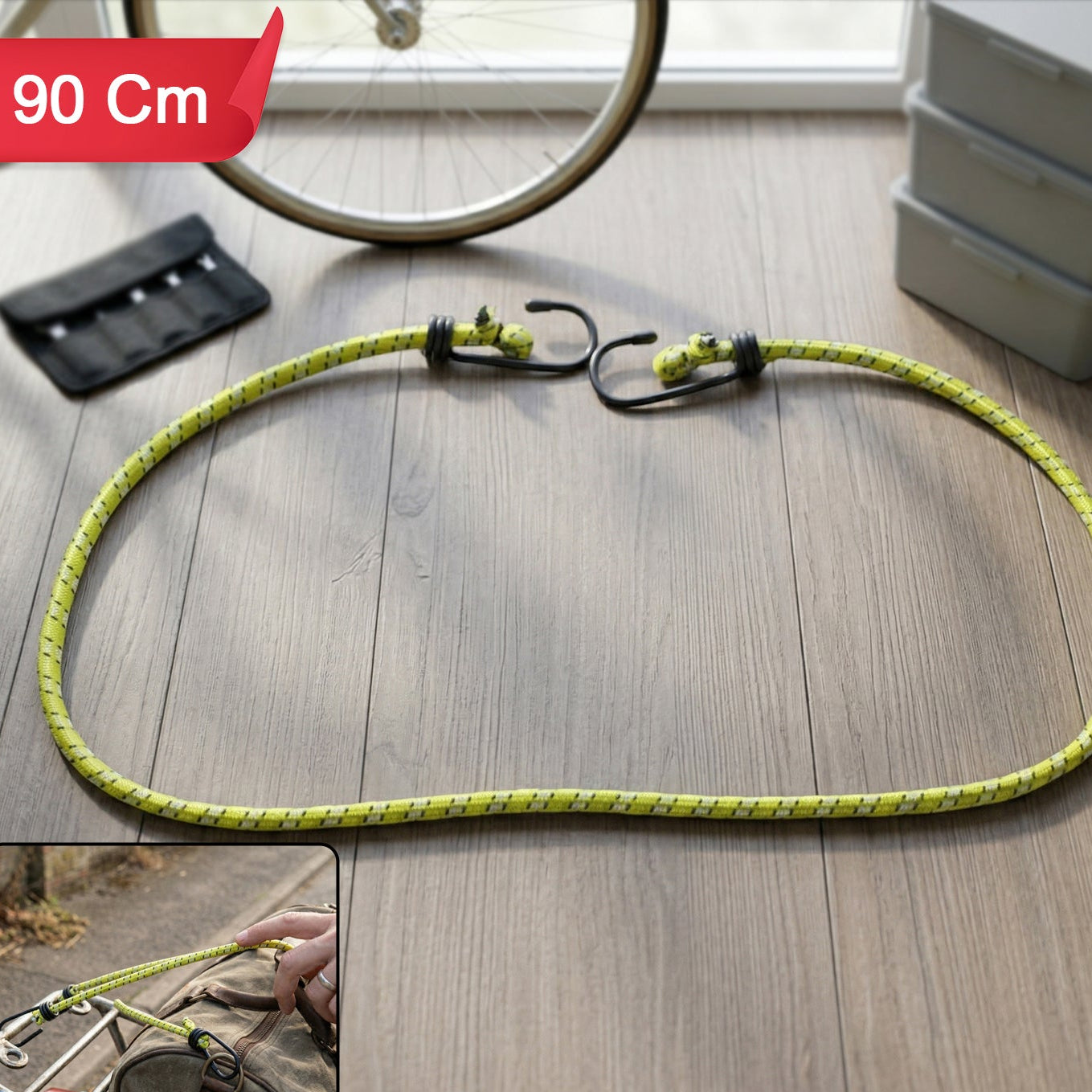Heavy Duty Luggage Rope Elastic Bungee Cord Luggage Rope With Hooks 90 Cm 1 Pc