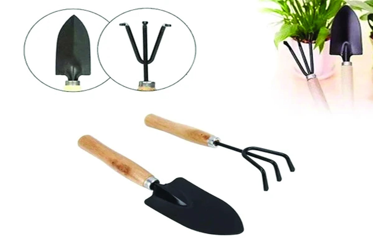 Small Garden Tool Set - 3 Pc Hand Cultivator, Trowel & Fork - Happy Price - Image 2