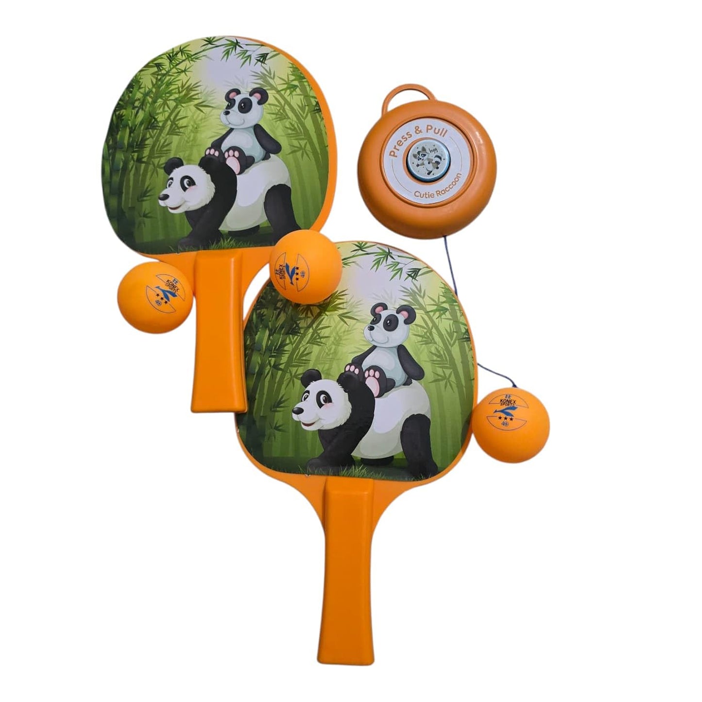 Indoor Ping Pong Trainer Set with 2 Paddles & 3 Balls - Panda Design (1 Set) - Happy Price - Image 2