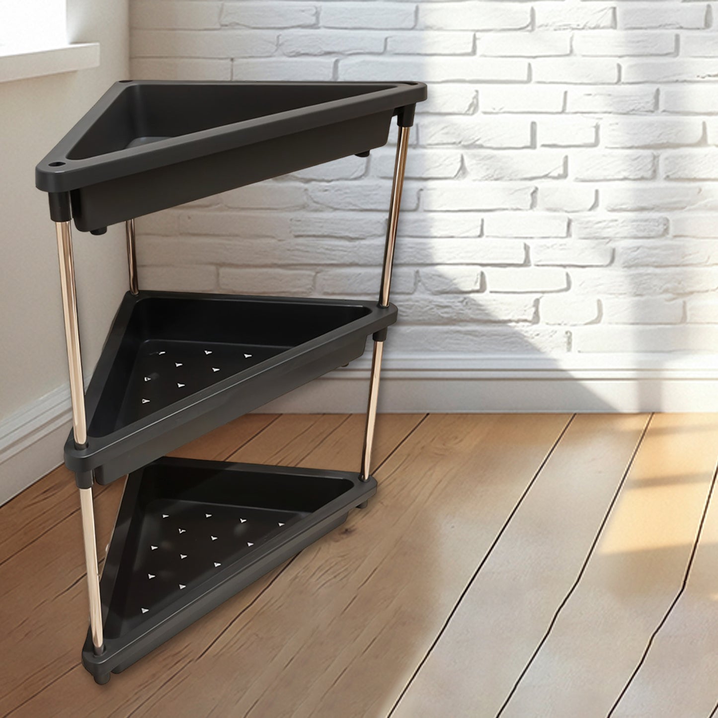 3-layer Multipurpose Plastic Corner Storage Rack - Happy Price - Image 3