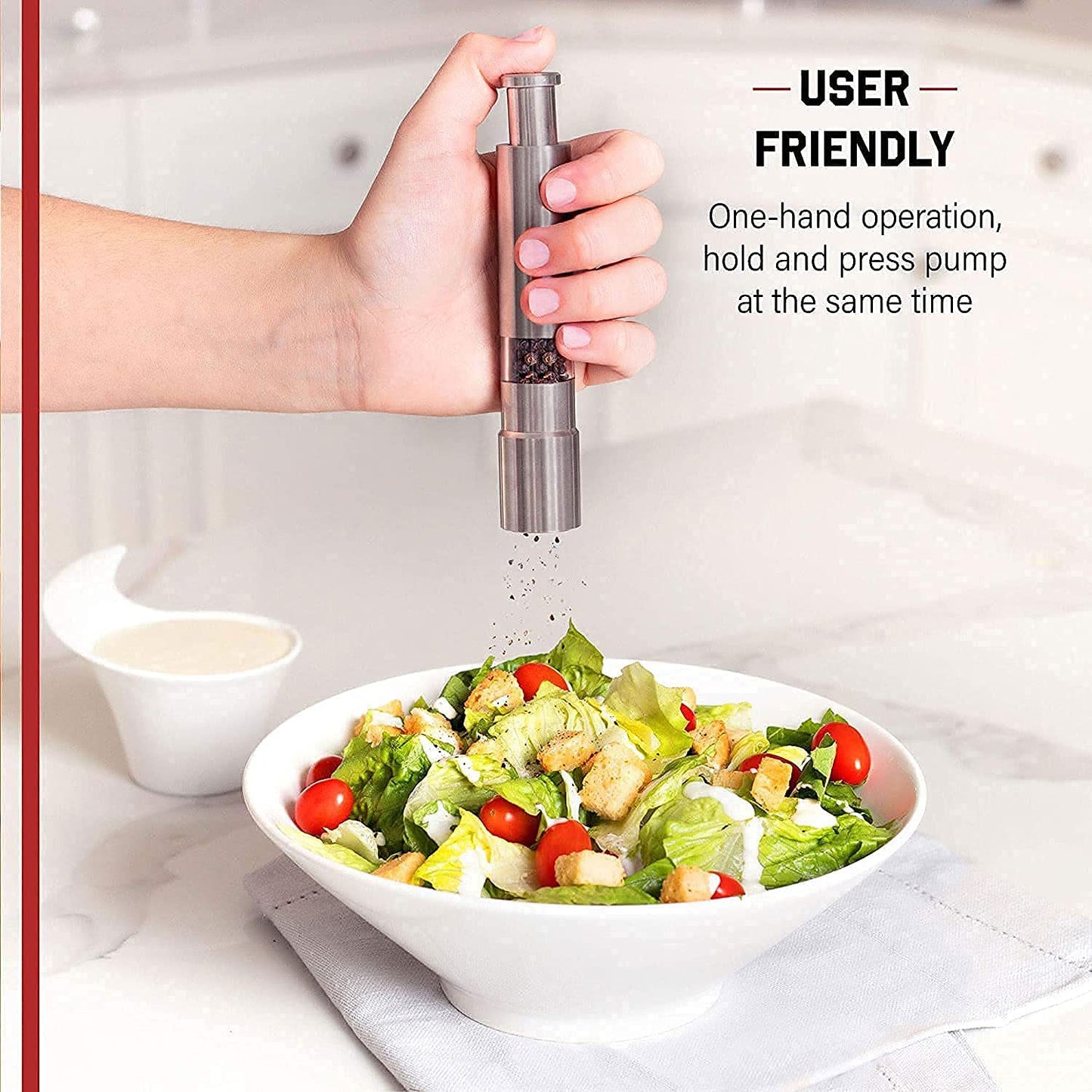 Stainless Steel Thumb Presser Salt And Pepper Grinder (1 Pc) - Happy Price - Image 3