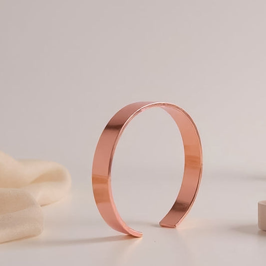 Rose Gold Open Cuff Bracelet Kada - Adjustable Minimalist Bangle (1 Pc) - Happy Price - Image 1