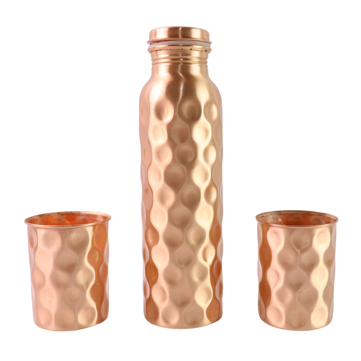 Diamond Cut Copper Water Bottle 2 Glasses With Gift Box (3 Pcs Set) - Happy Price - Image 4