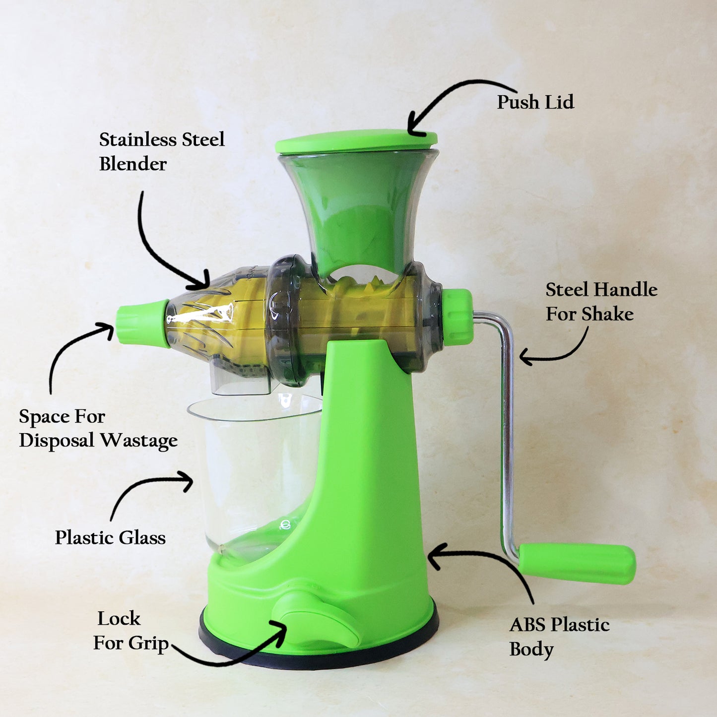 Manual Fruit and Vegetable Juicer with Hand Crank and Suction Base - 1 Pc - Happy Price - Image 4