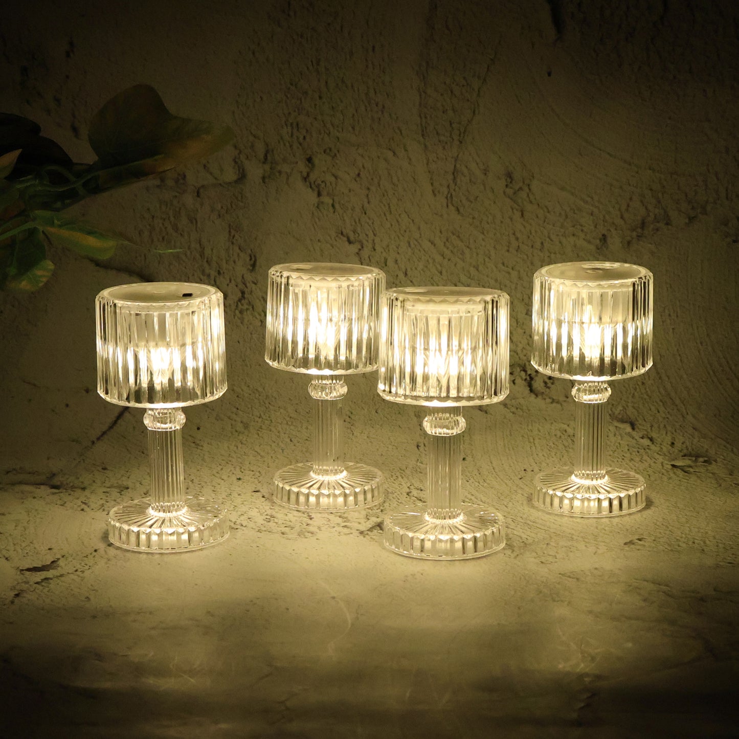 Set of 4 Crystal-Effect LED Table Lamps - Battery Operated Mini Lights - Happy Price - Image 7