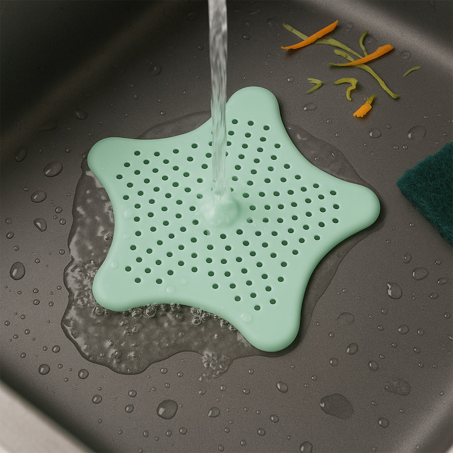 Mint Green Silicone Star Shaped Sink Filter Bathroom Hair Catcher Drain Strainers For Basin - Happy Price - Image 3
