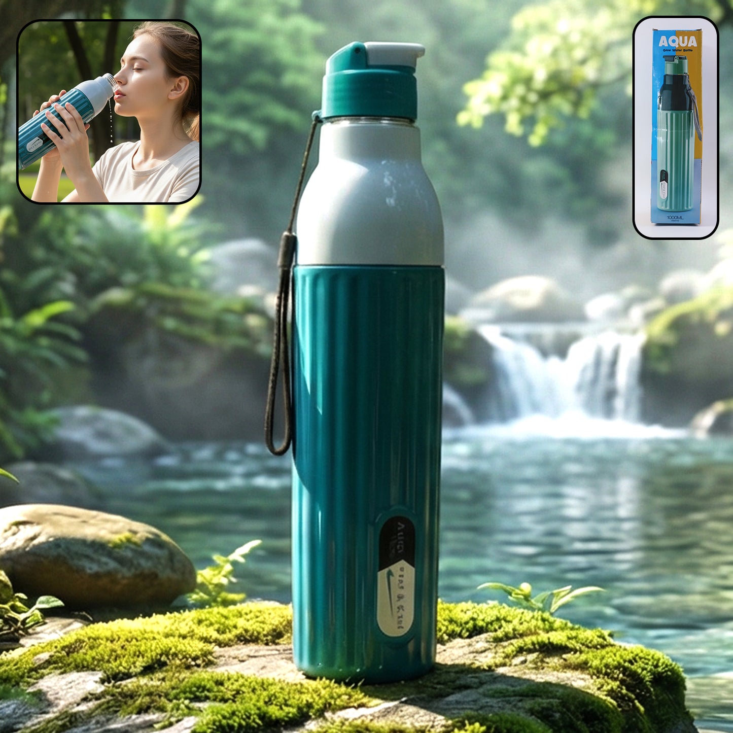 1000 ML Sports Sipper Water Bottle with Flip Lock Cap & Strap - Leakproof Hydration - Happy Price - Image 2