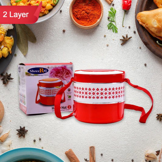 2layer Adjustable Insulated Tiffin Set Of 1 Blue 3 Containers Lunch Box - Happy Price - Image 1