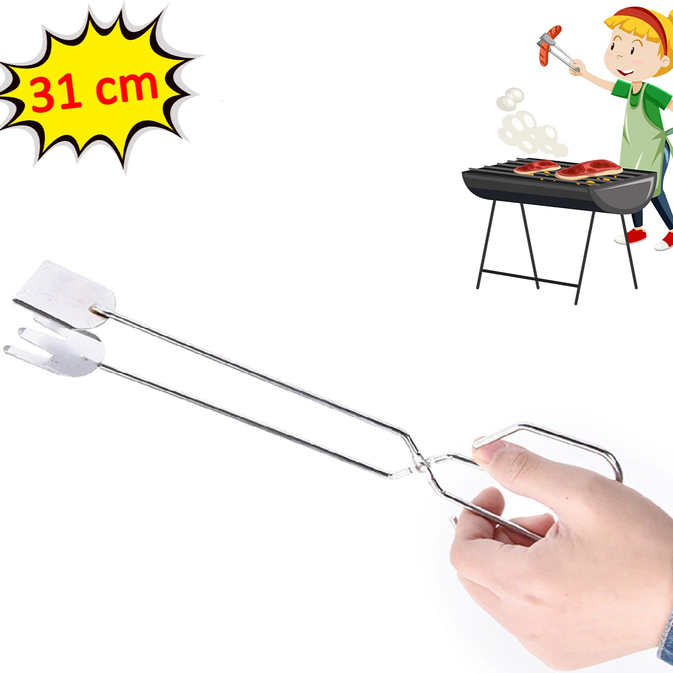 31cm Multi Functional Metal Bbq Clip Tongs Clamp For Garbage Charcoal Serving Tools - Happy Price - Image 1