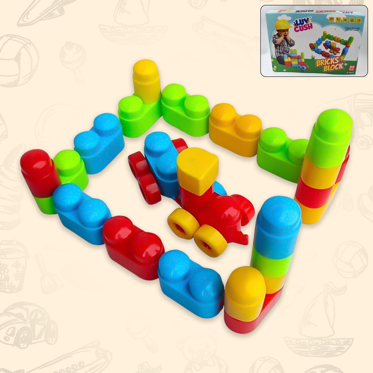 Bricks Blocks Building Toy  (88 Pcs Building Blocks) - Happy Price - Image 2