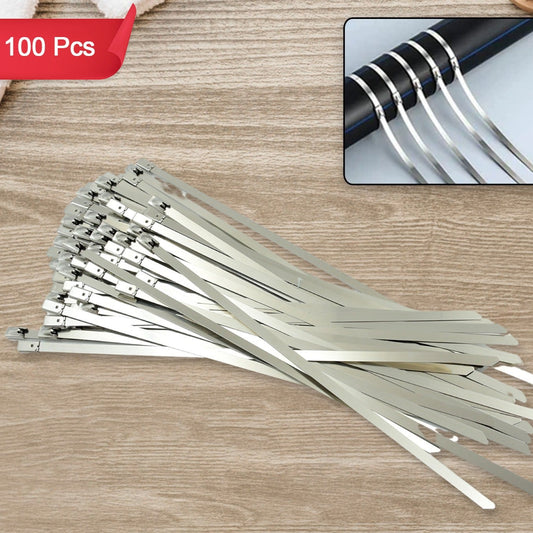 Stainless Steel Cable Tie Used For Solar Industrial And Home Improvement Multipurpose High Strength Self-locking Zip Ties Multi-purpose Tie Portable Rustproof 100pcs Wide Application Zip Tie Set For Building ( 4.6x 200mm  100 Pcs Set) - Happy Price - Image 1