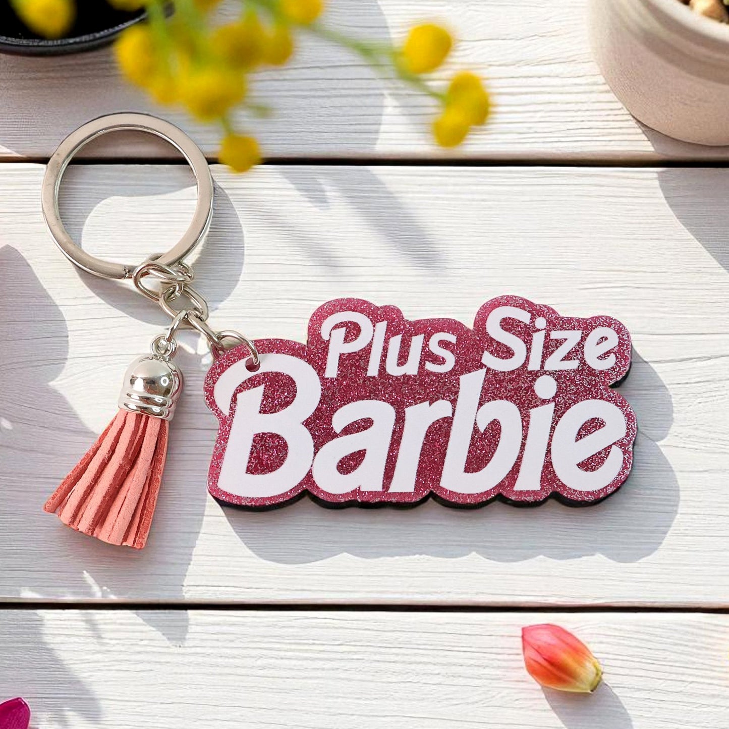 Text Keychain With Glitter Finish And Tassel Charm (1 Pc) - Happy Price - Image 6