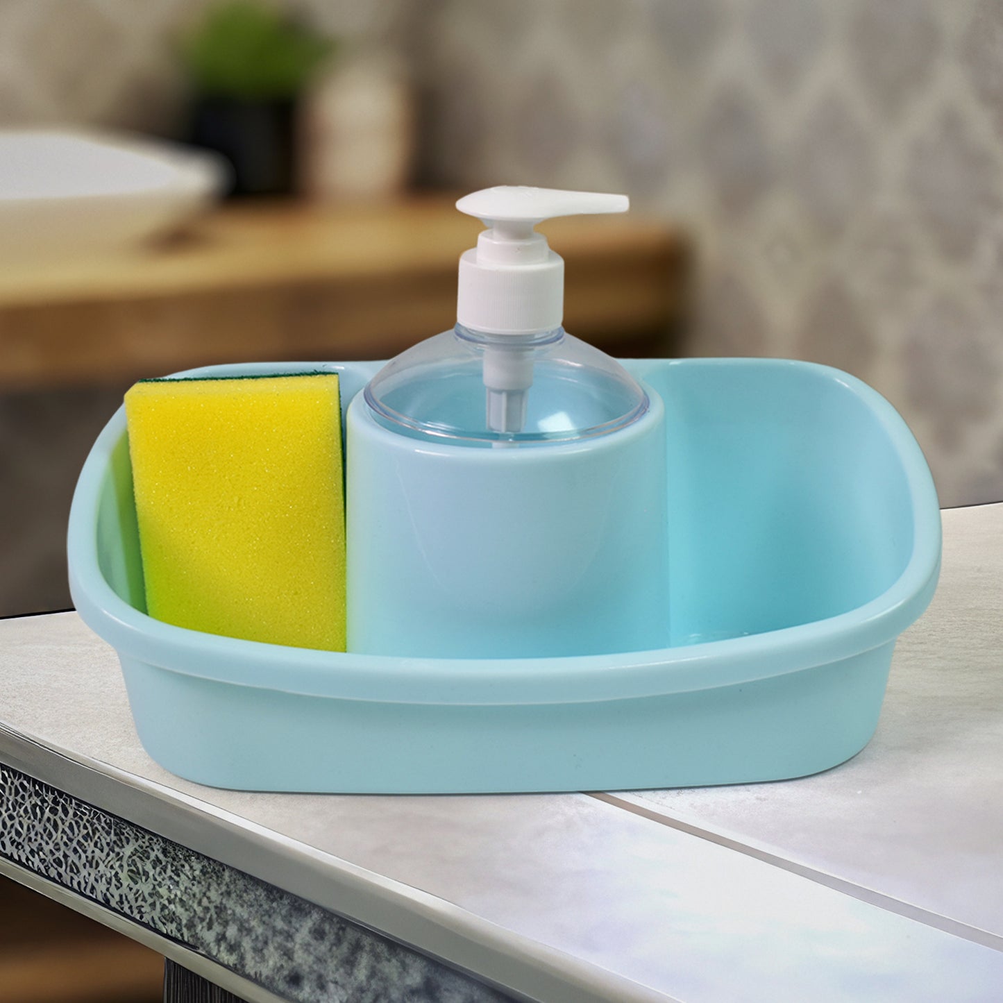 3 In 1 Hand Wash Liquid Soap Dispenser With Sponge Holder (1 Set) - Happy Price - Image 2