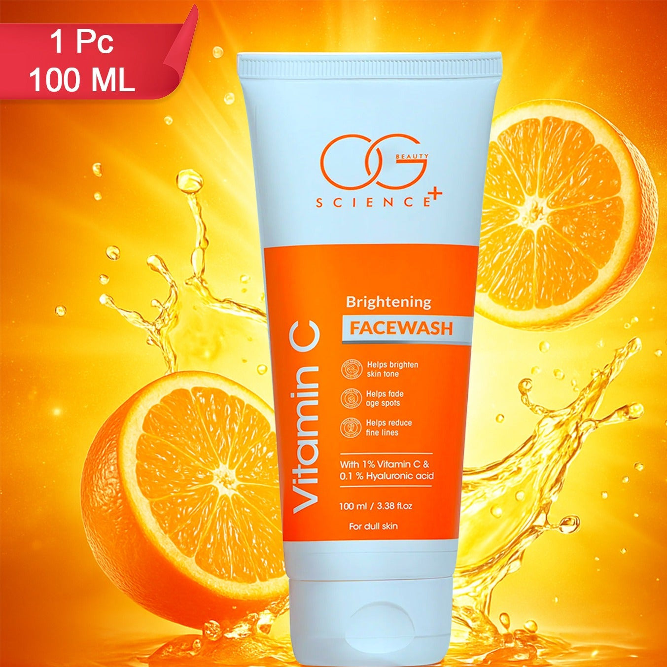 Brightening Vitamin C Facewash with Hyaluronic Acid - 100ml - Happy Price - Image 1
