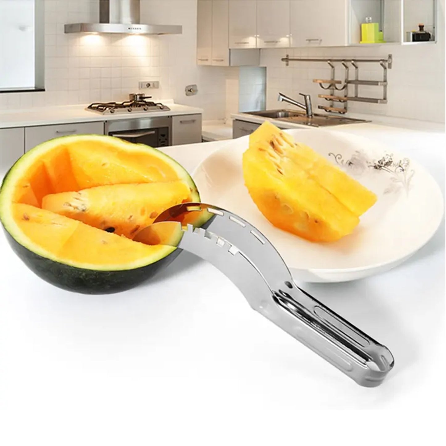 Stainless Steel Watermelon Cantaloupe Slicer Knife Corer Fruit Vegetable Tools Kitchen - Happy Price - Image 3