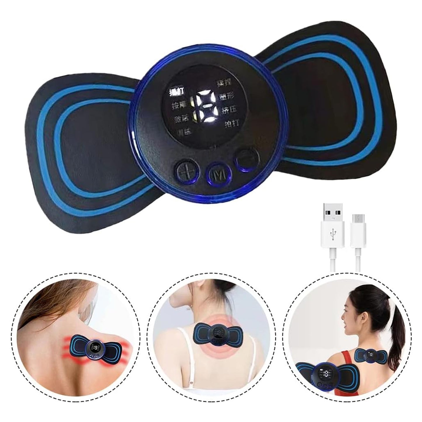 Portable Usb Neck Massager Electric Neck Massager Automatic Massage Enhancer Mini Cervical Massager Ems Lymphatic Drainage Massage With Cable - Happy Price - Image 2