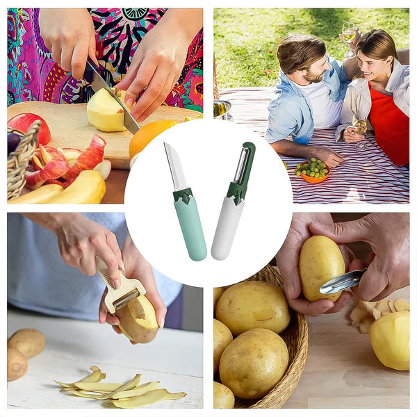 Multifunctional Peeler Two In One Fruit Knife Fruit And Vegetable Cutting Knife+sawtooth Peeler Apple Carrot Potato Fruit Slice Antiskid - Happy Price - Image 8