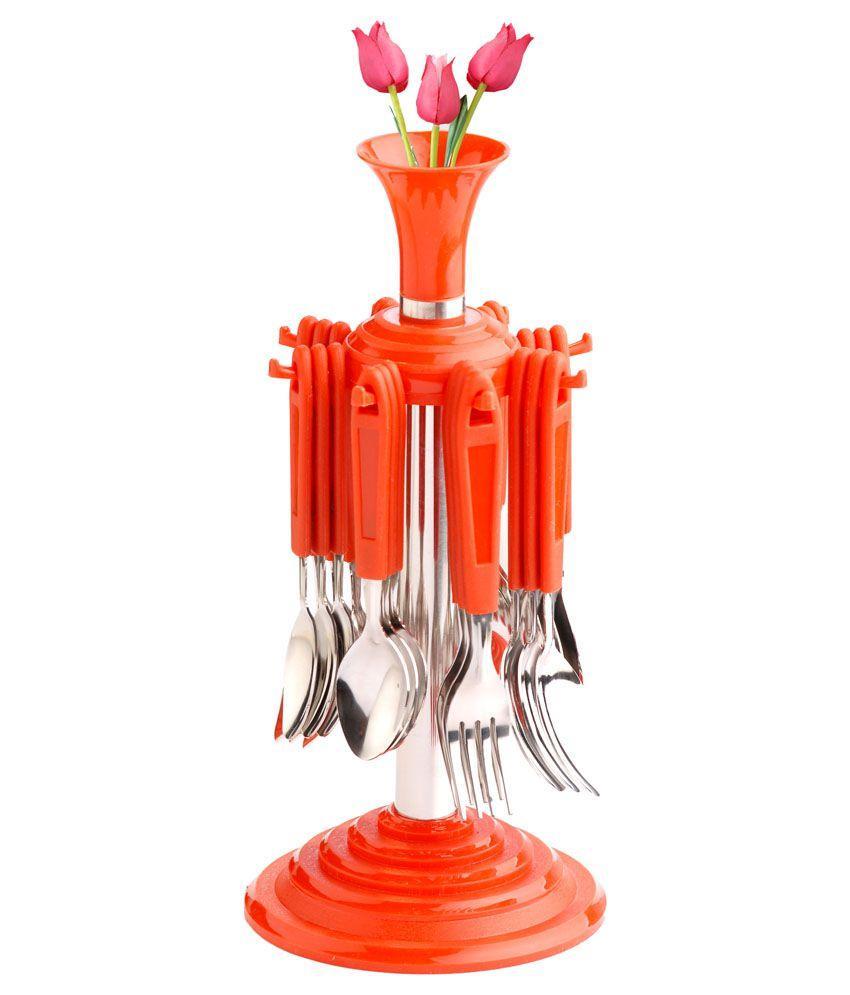 New Stylish 24 Pcs Plastic Stainless Steel Cutlery Set (Pack Of 24) - Happy Price - Image 3