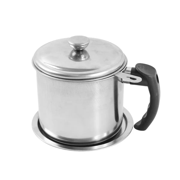 1.3 Ltr Stainless Steel Oil Filter Pot with Strainer & Lid - Happy Price - Image 2