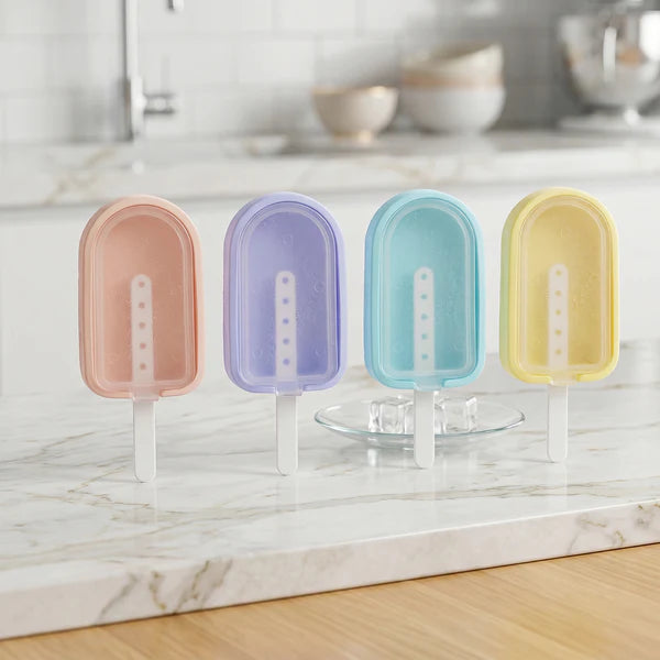 Silicone Ice Cream Popsicle Molds - Set of 4 Reusable DIY Frozen Treat Makers - Great Price - Image 1