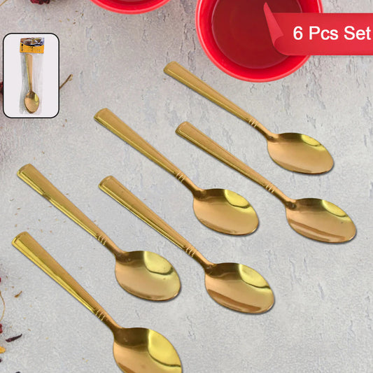 Premium Luxurious Stainless Steel Coated Spoons (6 Pcs Set  Golden) - Happy Price - Image 1