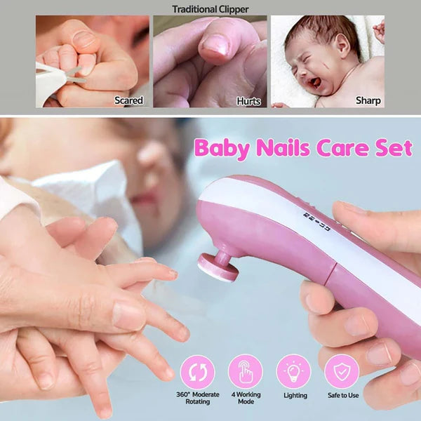 Electric Baby Nail File with 6 Grinding Heads for Infants & Toddlers
