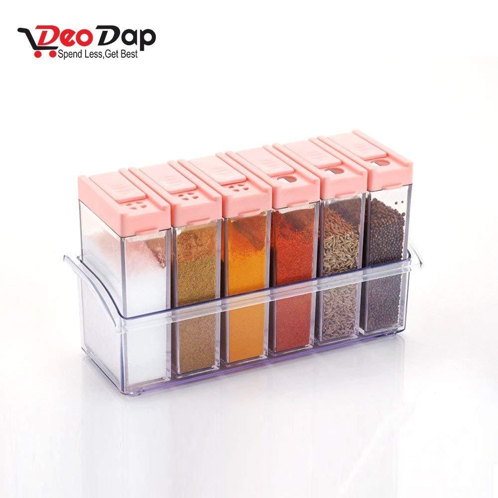 Plastic Spice Jars (6 Pcs 14x22x8cm Multicolour) - Happy Price - Image 3