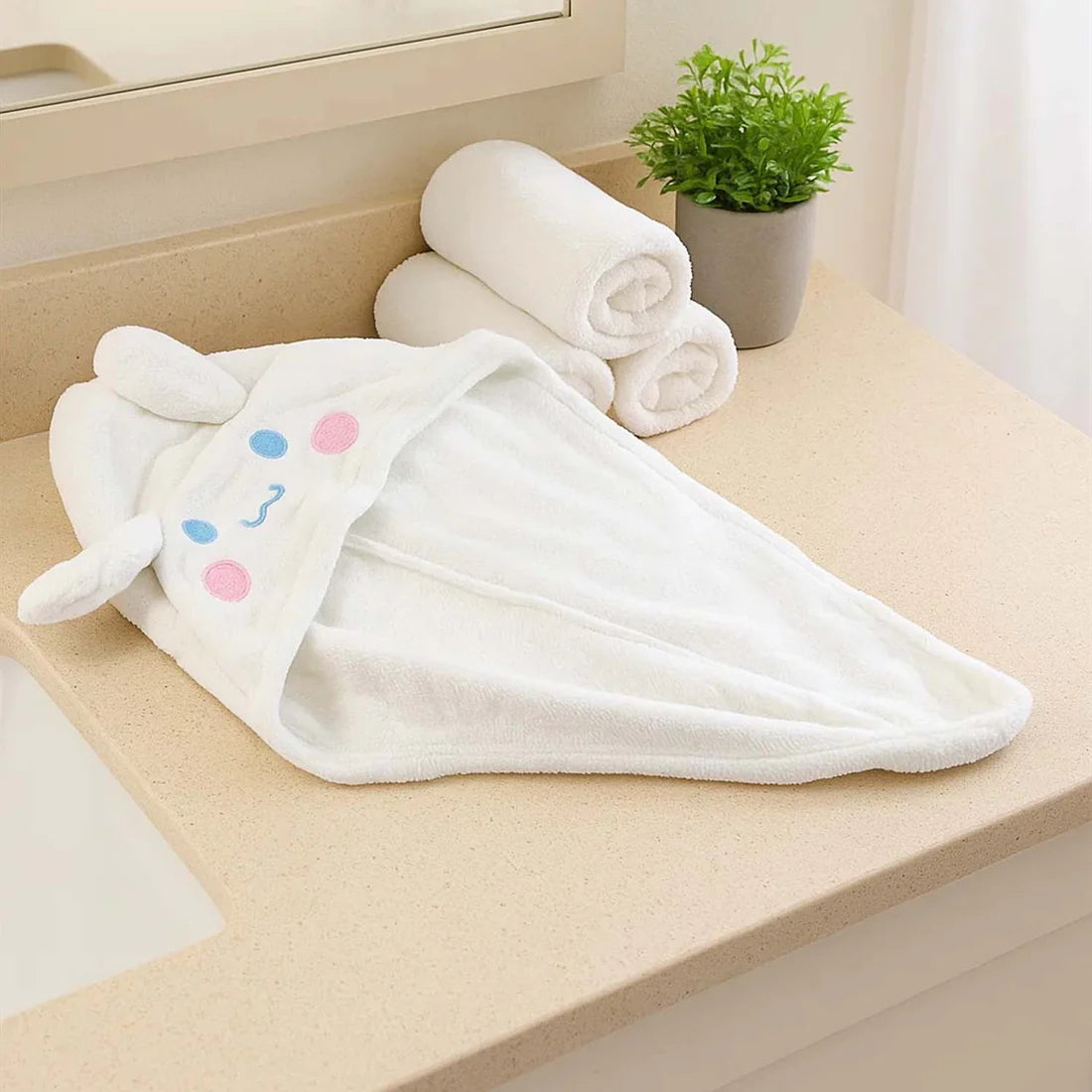 Cute Cartoon Hooded Hair Drying Towel Cap - 1 Pc - Happy Price - Image 3