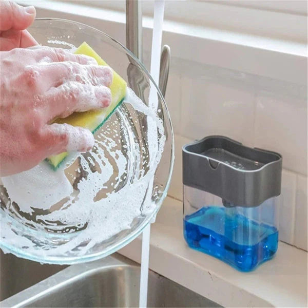 2-in-1 Soap Dispenser and Sponge Holder for Kitchen Counter - Happy Price - Image 2