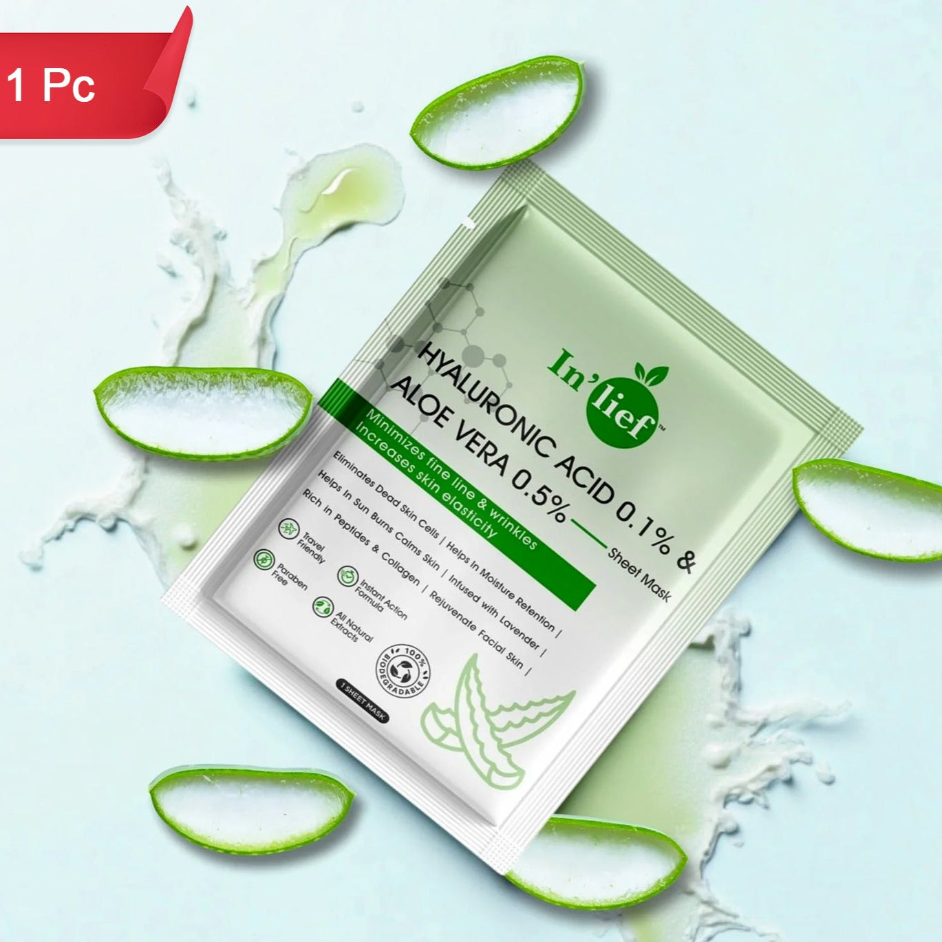 Hyaluronic Acid & Aloe Vera Hydrating Facial Mask - 1 Pc - Happy Price - Image 1