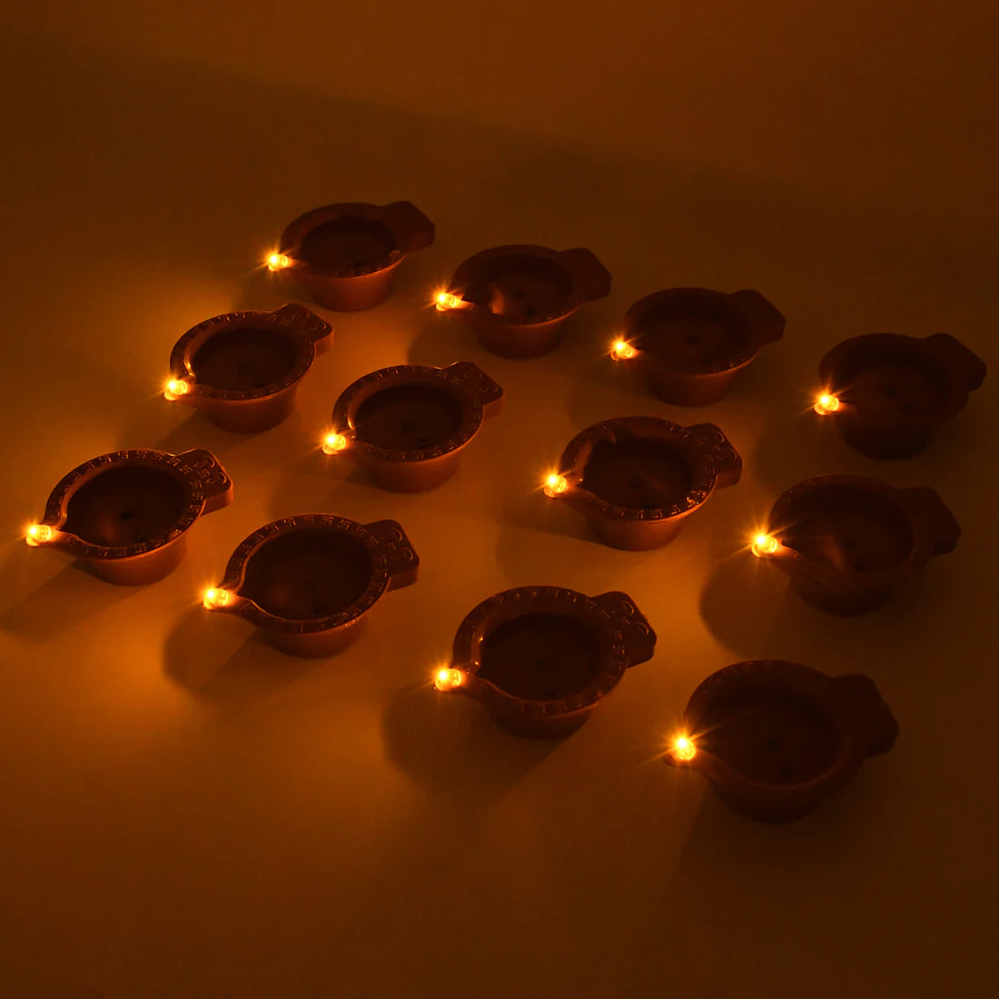 Water Activated LED Diyas for Diwali - 12 Piece Set
