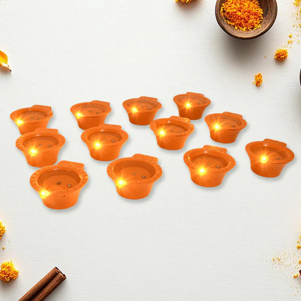 Water Activated LED Diyas for Diwali - 12 Piece Set