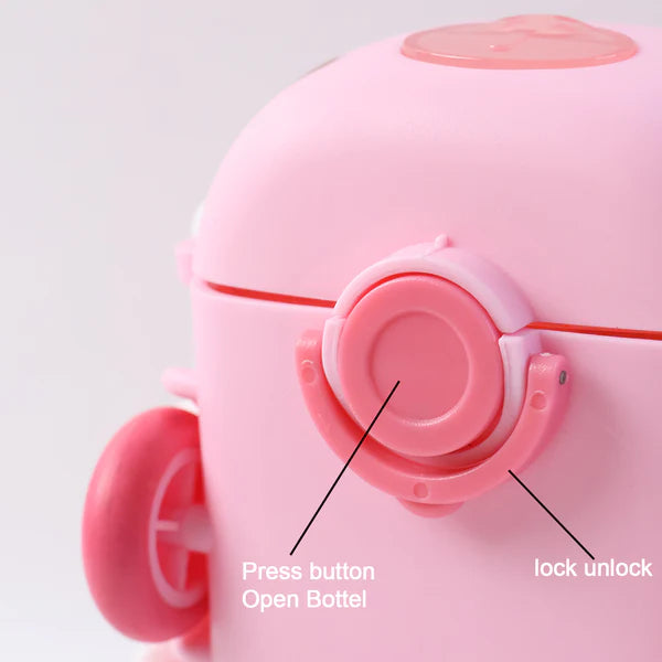 Kids Bus Shaped Sipper Bottle with Strap - 500 ML, Leakproof, BPA Free - Happy Price - Image 2