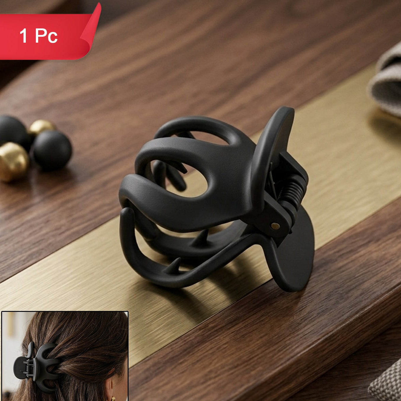 Matte Finish Hair Claw Clip (1 Pc) - Strong Grip Styling Accessory - Happy Price - Image 1