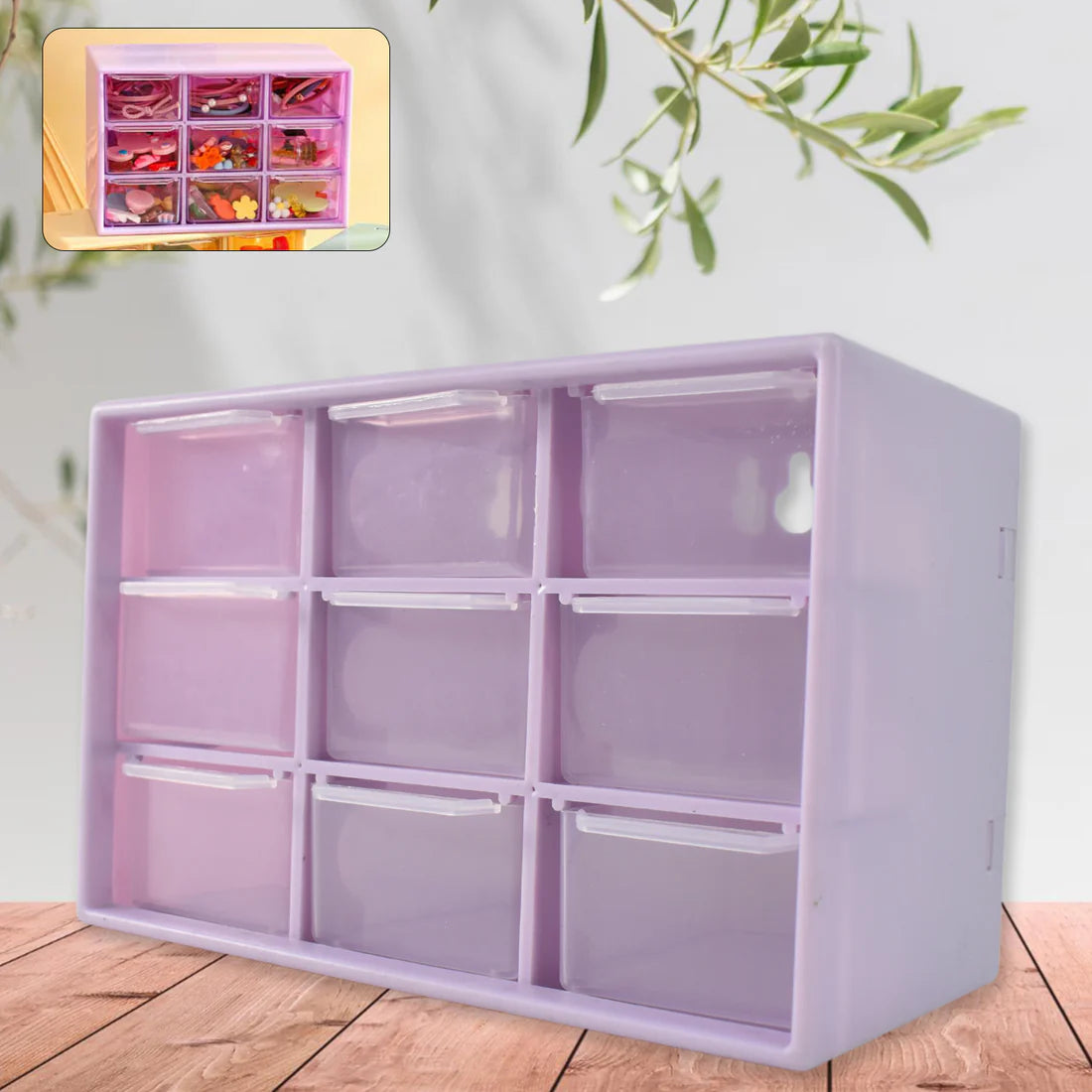 9 Compartment Plastic Drawer Organizer for Jewellery & Small Items (1pc)