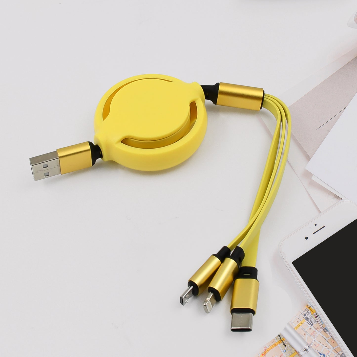3-in-1 Retractable Charging Cable for Mobile Devices (1 Pc, Assorted Colors) - Happy Price - Image 2