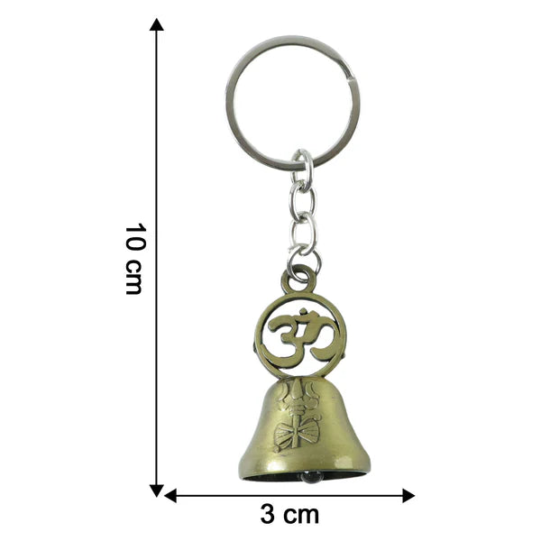 Om Symbol Temple Bell Metal Keychain (1 Pc) - Antique Brass Finish - Happy Price - Image 2