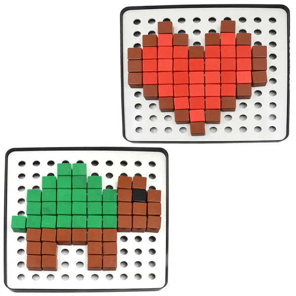 Pixel Cubes Toy For Children Early Education Pixel Game Educational Board Games Board Birthday Gift For Kids Learning Math Toy Brain Games Math Puzzle (Approx 180 Cubes With Pixel Board  Book)
