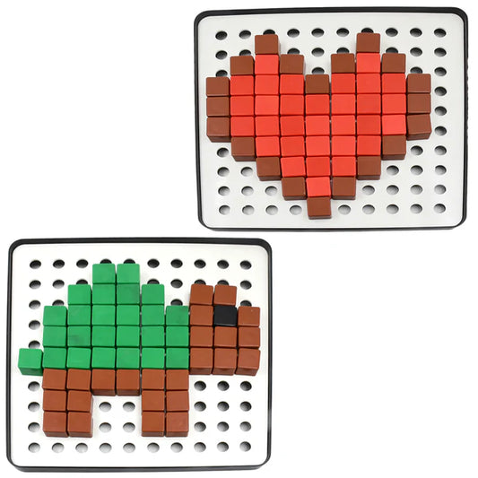 Pixel Cubes Toy For Children Early Education Pixel Game Educational Board Games Board Birthday Gift For Kids Learning Math Toy Brain Games Math Puzzle (Approx 180 Cubes With Pixel Board  Book)