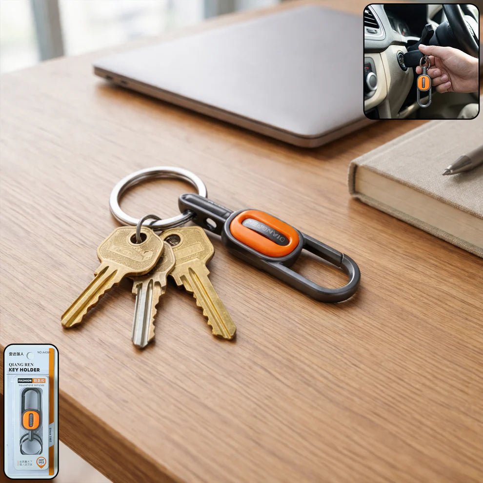 Premium Heavy Duty Push Lock Metal Keychain With Dual Ring (1 Pc)