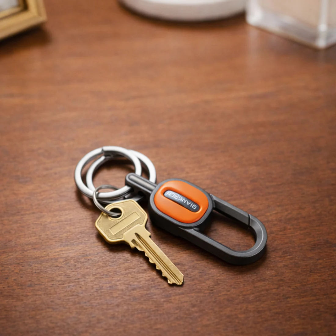 Premium Heavy Duty Push Lock Metal Keychain With Dual Ring (1 Pc)