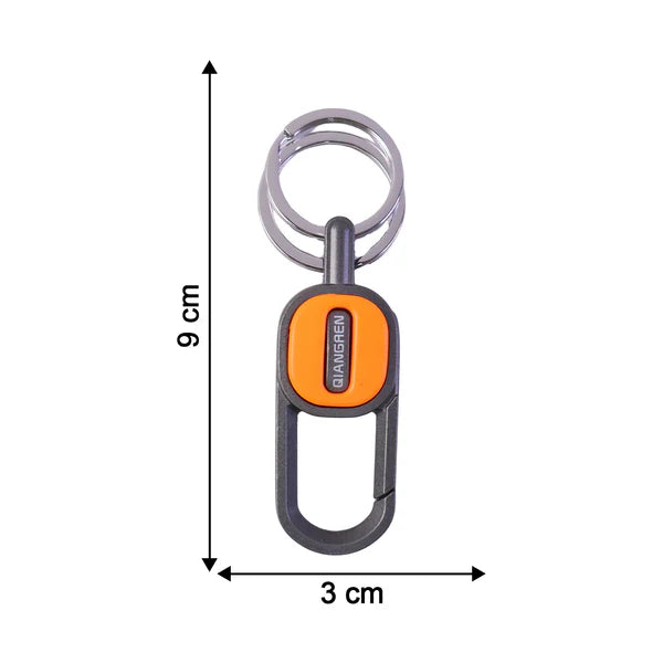 Premium Heavy Duty Push Lock Metal Keychain With Dual Ring (1 Pc)
