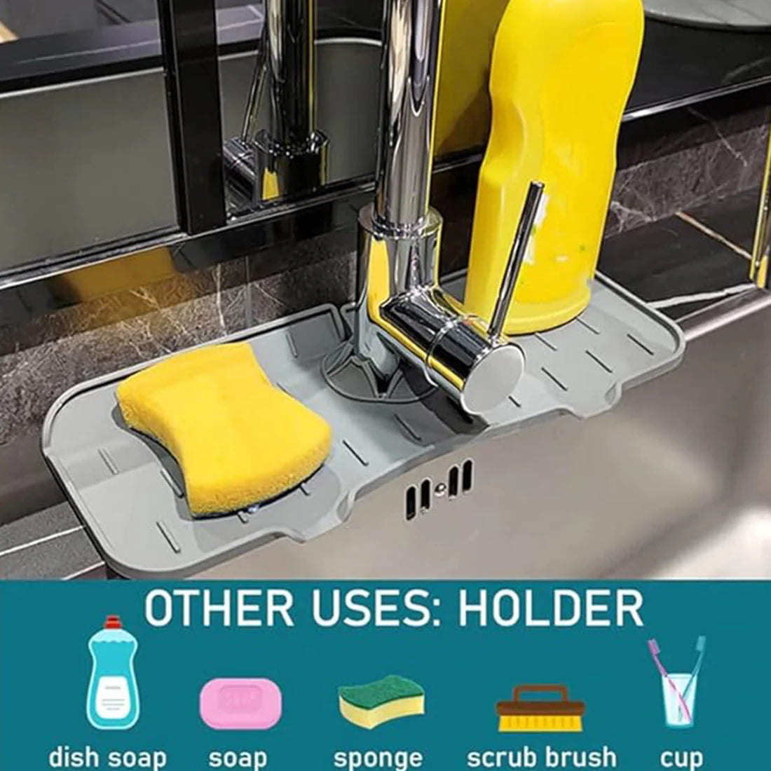 Silicone Sink Faucet Pad  Mat (1 Pc  33x12 Cm) - Happy Price - Image 4